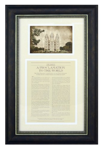 ARDOUR VAN LDS Wall Art The Family: A Proclamation to The World with Antiqued Salt Lake City Temple Print Framed 16' Wide x 24' Tall