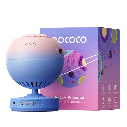 POCOCO Galaxy Star Projector for Bedroom with Replaceable Optical Film Discs, Home Planetarium Night Light Projector with High-Definition Soft Light for Relax, Study, and Meditate, Stress Relief Gifts