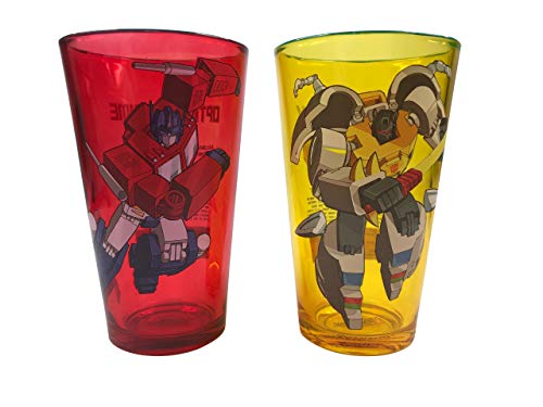 Transformers Autobots Optimus Prime And Grimlock Officially Licensed 2 Pack Pint Glass Set, 16 fl oz