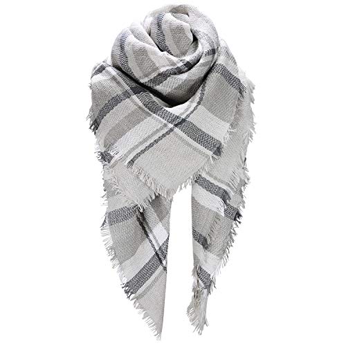 HITOP Scarfs For Women, Soft Classic Plaid Large Tartan Blanket Scarf, Womens Winter Tassel Scarves Christmas Stocking Stuffers for Women