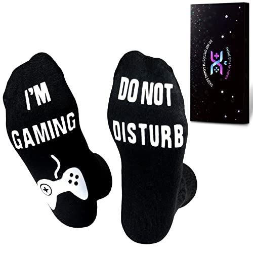 QAPIZM Do Not Disturb Gaming Socks, Gamer Socks Funny Gifts for Teenage Boys Mens Womens Father Dad Husband Sons Kids Game Lovers