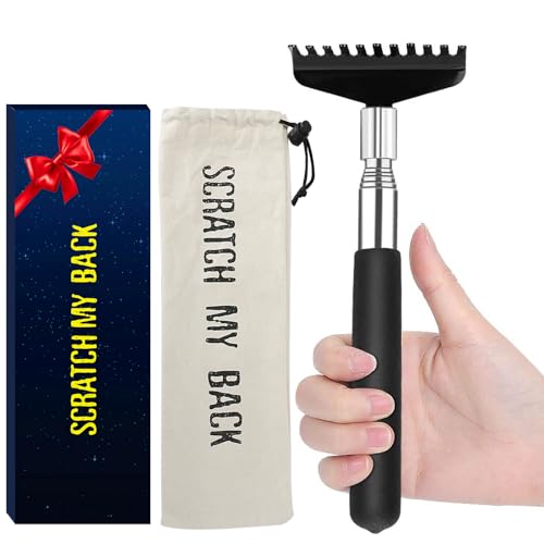Flanker-L Oversized Portable Extendable Back Scratcher, Upgraded Metal Stainless Steel Telescoping Back Scratcher Tool with Canvas Carrying Bag