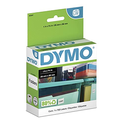 DYMO Authentic LW Library Book Spine Labels, DYMO Labels for LabelWriter Printers, White, 1' x 1-1/2', 1 Roll of 750