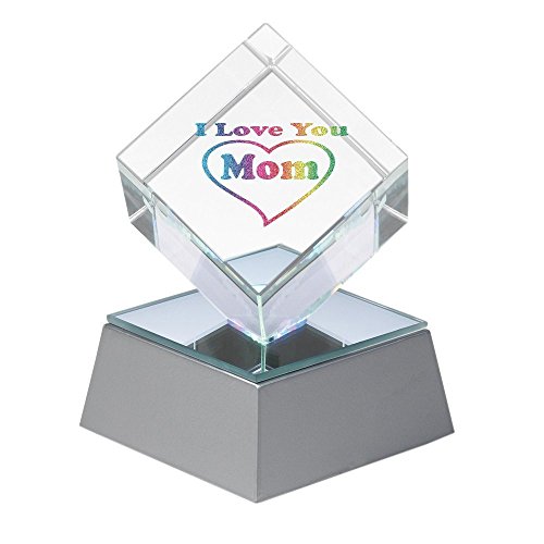 Amlong Crystal Lighted I Love You Mom Crystal Cube with Gift Box