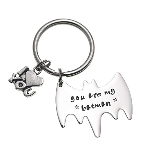 Melix Home Boyfriend Gifts Cute Keychain You Are My Batman Superhero Gift for Husband (You Are My Batman)