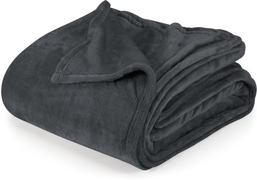 Utopia Bedding Grey Fleece Blanket Queen Size Lightweight Fuzzy Soft Anti-Static Microfiber Bed Blanket (90x90 Inch)