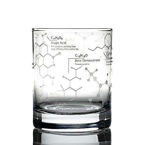 Greenline Goods Whiskey Glasses - 10 oz Tumbler Science of Whisky Glass - Etched with Whiskey Chemistry Molecules | Old Fashioned Rocks Glassware