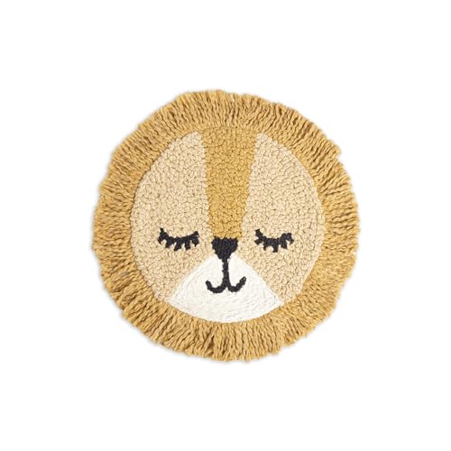 Crane Baby Pillow, Decorative Round Animal Pillow for Nursery and Toddler Rooms, Lion, 12' x 12'