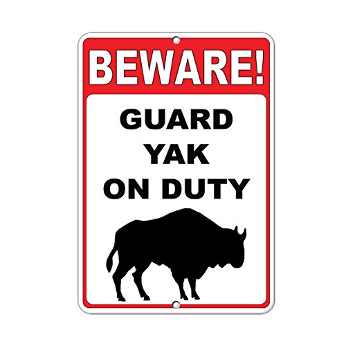 Fastasticdeals Beware! Guard Yak On Duty Funny Quote Aluminum Metal Sign