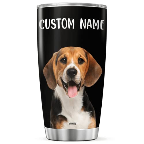 CUBICER Personalized Coffee Tumbler Beagle Travel Mug Insulated Cup With Lid Customized Name Christmas Gifts For Dog Lovers Women Men Stainless Steel Tumblers Birthday Accessories