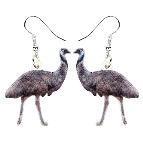 DUOWEI Acrylic Colorful Australian Emu Ostrich Bird Earrings Birds Dangle Drop Classic Jewelry Gifts For Women (Brown)