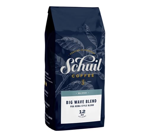 Big Wave Blend, Schuil Whole Bean Coffee, Fair Trade, Premium Light Roasted Gourmet Whole Coffee Beans (12 Ounce Bag) Formerly Known as Kona Style Blend - Small Batch Coffee Beans, Smooth and Full Bodied, Light Roast, Specialty Coffee