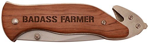 Personalized Gifts Father's Day Gift for Badass Farmer Country Laser Engraved Stainless Steel Folding Survival Knife