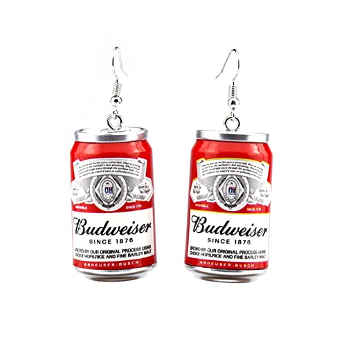 Lovely Beer Mug Dangle Earrings, Cute Beer Bottle Beer Can Drop Earrings for Women Creative Party Jewelry (Red)