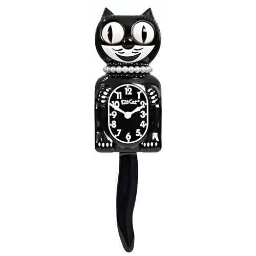 Kit-Cat Clock Limited Edition Classic Black Lady - Cat Clock with Moving Eyes and Tail, Battery Operated Wall Clock, Made in USA, Modern Clock