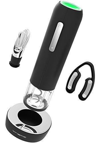 Vremi Electric Wine Opener Set - Automatic Wine Bottle Opener - Electric Corkscrew Auto Wine Opener with Electronic Chargeable Base - Rechargeable Cordless Wine Opener with Pourer and Foil Cutter