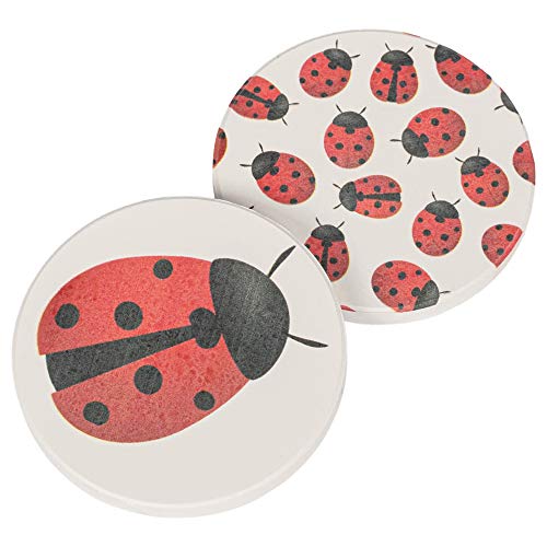 Ladybugs 2.75 x 2.75 Absorbent Ceramic Car Coasters Pack of 2