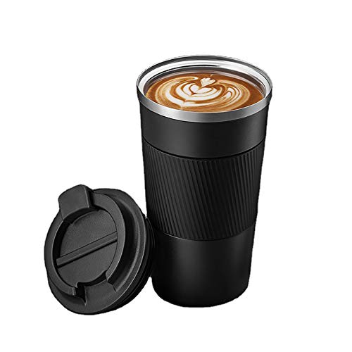 17oz Stainless Steel Vacuum Insulated Coffee Travel Mug for Ice Drink & Hot Beverage, Double Wall Travel Tumbler Cups with Spill Proof Lid for Men and Women (BLACK)