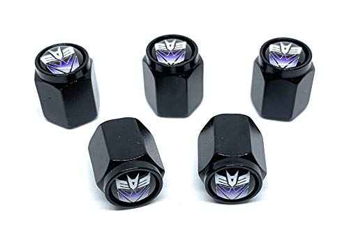 Decepticons Autobots Tire Valve Stem Caps (5 Pack) | Dust Proof, with O Rubber Seal | Outdoor, All-Weather, Leak-Proof Air Protection | Universal Stem Covers for Cars, SUVs, Bike Bicycle, Trucks