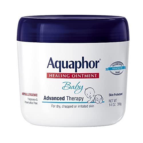 Aquaphor Baby Healing Ointment Advanced Therapy Skin Protectant for Chapped or Dry Skin, Drool Rash and Diaper Rash Ointment, 14 Oz Jar