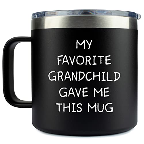 KLUBI Grandpa Gifts From Granddaughter – My Favorite Grandchild Gave Me This Grandpa Father's Day Gifts From Grandson Grandpa Mug 14oz Coffee Tumbler Papa Gifts Father's Day Gifts for Grandpa