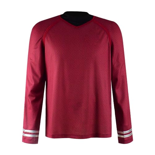 TISEA Men's Star Series Costume Shirt Kirk/Scotty/Spock T-Shirts (XXL, Red)