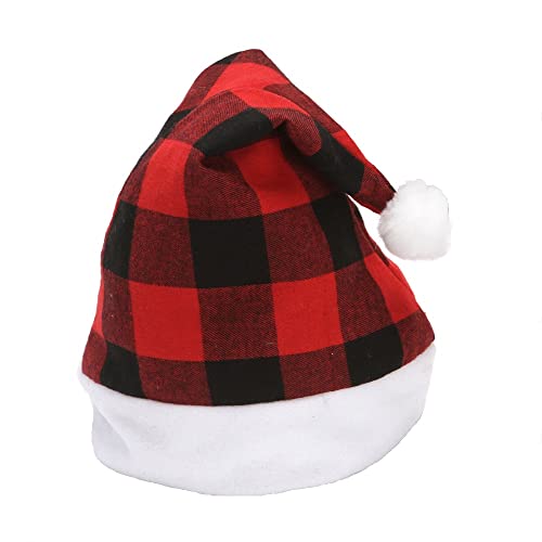 LKQBBSZ Holiday Christmas Hat Plaid Santa Hat for Adults Wowen Men Christmas Party Supplies