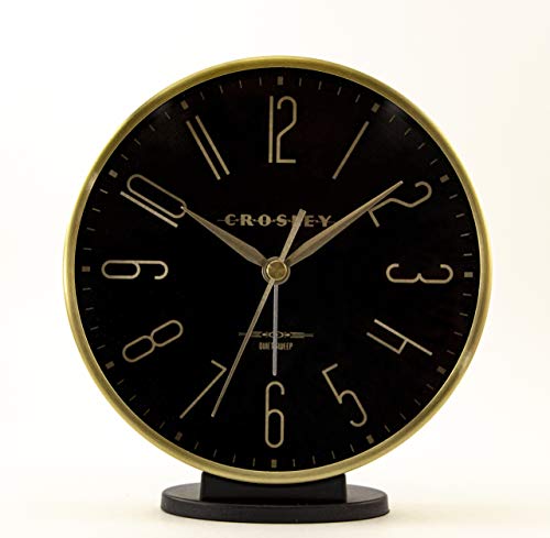 Timelink, Gold Crosley Modern Art Deco Office and Desk Alarm Clock, Black