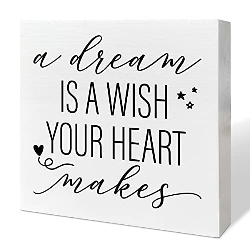 Nursery Desk Wooden Box Sign Decor, A Dream Is A Wish Your Heart Makes, Nursery Decor for Newborn Baby Girls Kid Children Room Desk Decoration Baby Shower Gifts for New Baby Girls