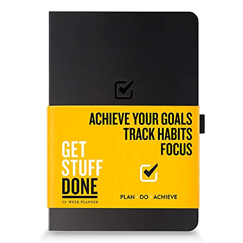 Get Stuff Done Productivity Planner, Daily, Weekly & Monthly Undated Agenda Planners for Full Focus and Goal Setting, Personal Organizers for Men & Women, 8.3' x 5.5'