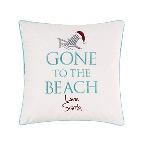C&F Home Gone To The Beach Love Santa Pillow Winter Xmas Christmas Decor Decoration Embroidered Throw Pillow For Couch Chair Living Room Bedroom 18 x 18 White