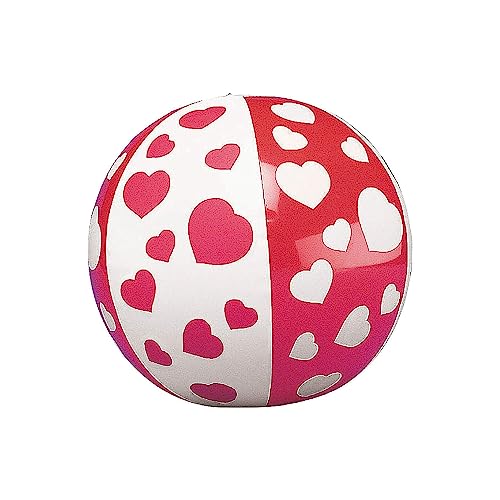 SEDLAV Inflatable 5 Inch Heart Mini Beach Balls - 7' Red & White Heart Pattern, Great Pool Balls for Swimming Pool, Beach & Backyard Parties - Bulk Pool Party Decorations