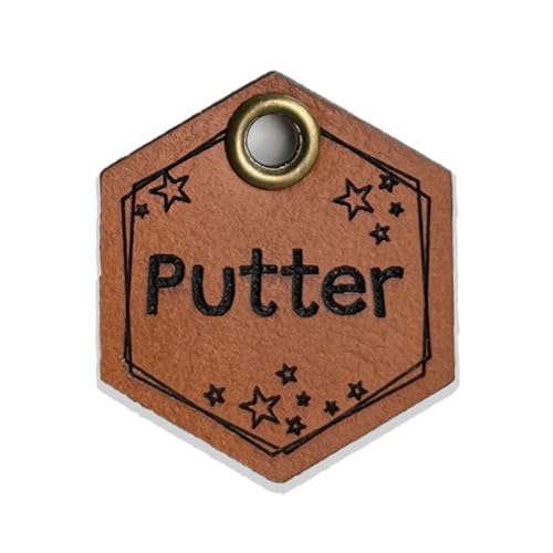 Custom Engraved Leather Pet Dog Name Tag | ID Tag | Made in USA Leatherette (Stars)