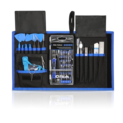 ORIA Precision Screwdriver Kit, 86 in 1 with 57 Bits Repair Tool Kit, Portable Bag for Cellphone, Game Console, Tablet and Other Devices, Blue
