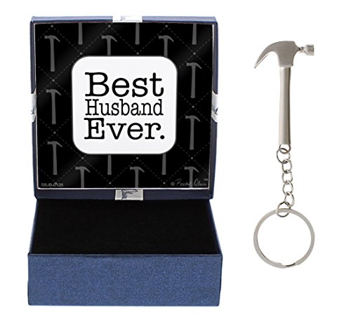 from Wife Best Husband Ever Gift for Husband First Father's Day Hammer Keychain & Gift Box Bundle