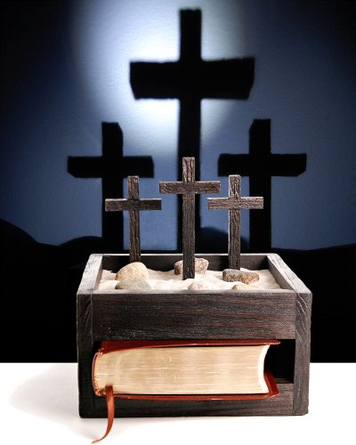 Wooden Faith Box with LED Light. Unique Religious Gift, shines crosses on wall 3' high. Memorial, Xmas or Baptism gift. Comes with blank brass plate for local engraving. See Faith Box Engraving Plate