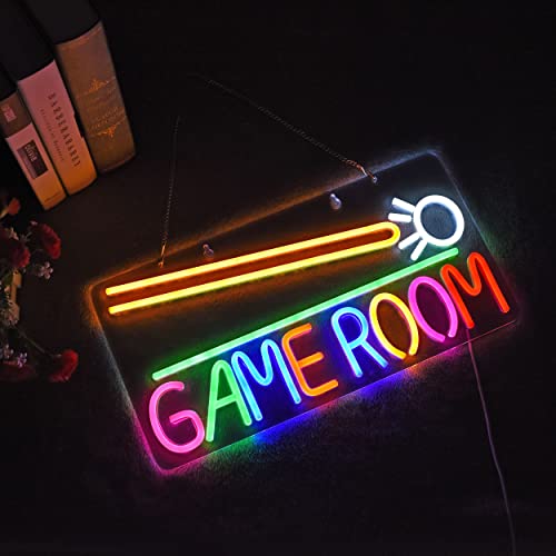 Roouneon Game Room Billiards Neon Signs LED Dimmable Game Zone Room Beer Bar Man Cave Bedroom Home Art Gaming Neon Light Sign Neon Lights Wall Artwork Sign