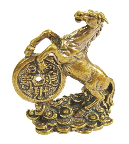 Miracle Magic Lucky Horse Charm Mini Brass Figurine Thai Amulet & Yant Kroa Petch Sheet Gold Talisman Wealth Strength Prosperity Miniature Feng Shui Figure Protection Power Blessing Lp Dam