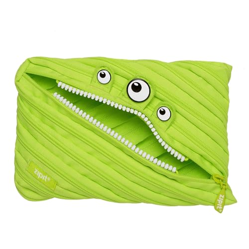 ZIPIT Monster Pencil Pouch for Boys | 3-Ring Binder Pencil Case | Large Capacity Pen Case for School (Green)