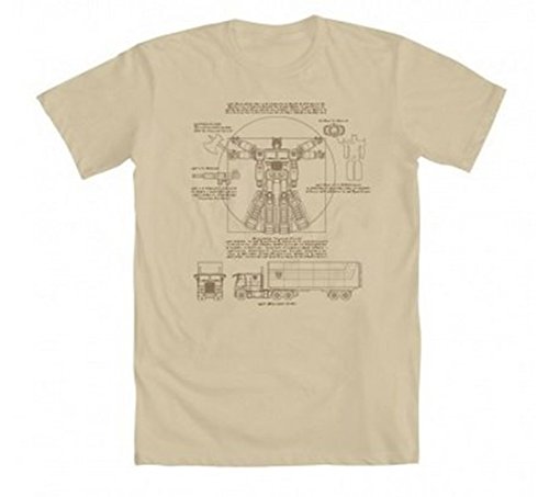 Transformers Optimus Prime As Vitruvian Adult Cream T-Shirt (Adult Small)