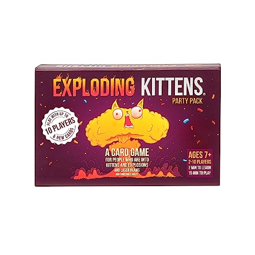 Exploding Kittens Party Pack Card Game - Hilarious Games for Family Game Night - Funny Card Games For Adults, Teens & Kids (Ages 7+) - 120 Cards - 2-10 Players - 15 Minutes of Play