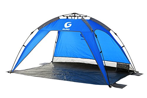 Guro Instant Sun Shelter UPF 50+ Beach Tent Canopy Laguna 3 Persons, Blue/Orange (Blue)