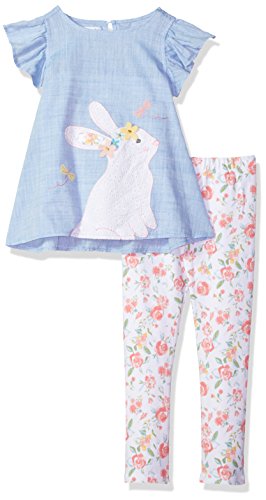 Mud Pie Baby Girls 2 Piece Bunny Tutu Set, Blue, 12-18 Months