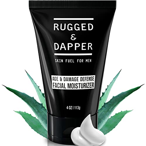 RUGGED & DAPPER Age Defense Mens Face Moisturizer | 4oz | Hydrating Mens Face Lotion | Unscented + Anti- Aging Formula for Clear Skin | Natural Ingredients | Made in USA