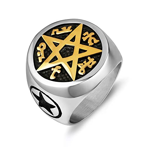 HZMAN Supernatural Devils Trap Symbol Sigil Stainless Steel Ring Pentagram Anti Possession…