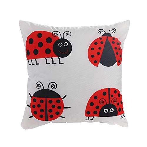 MissOwl Ladybug Square Throw Pillow Case Cushion Cover for Car Sofa Room 18×18 Inch Home Decorative