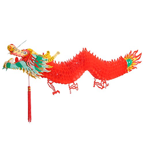 Bememo 3D Chinese New Year Dragon Garland Hanging Decoration(6.6 Feet)