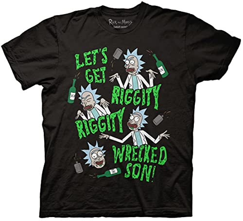 Ripple Junction Rick and Morty Riggity Riggity Wrecked Adult T-Shirt Medium Black