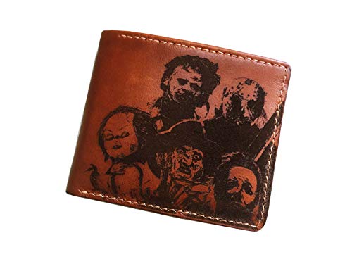 Unik4art - Halloween horror movie characters leather handmade men's wallet, gift for men - Horror Characters - 3LE