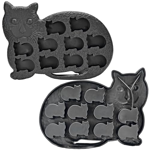 Fairly Odd Novelties Cat Shaped Ice Cube Tray - Purr-fect for Cat Lovers, Fun Animal Replica Mold for Parties, Makes 10 Cute Cubes, Dishwasher Safe